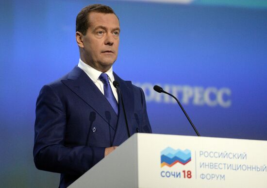 Russian Prime Minister Dmitry Medvedev attends Sochi 2018 Russian Investment Forum