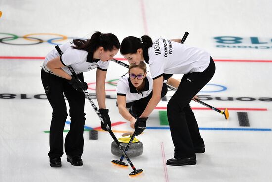 2018 Winter Olympics. Curling. Women. Sweden vs. Russia