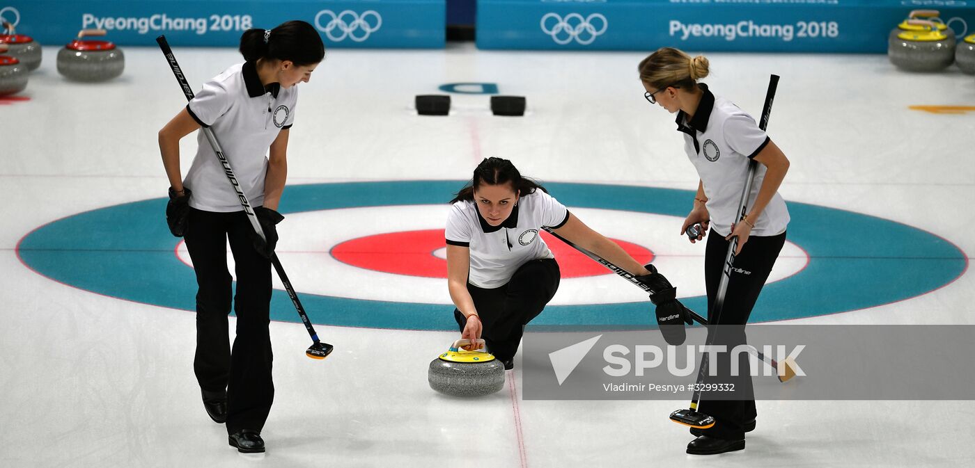 2018 Winter Olympics. Curling. Women. Sweden vs. Russia