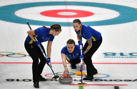 2018 Winter Olympics. Curling. Women. Sweden vs. Russia