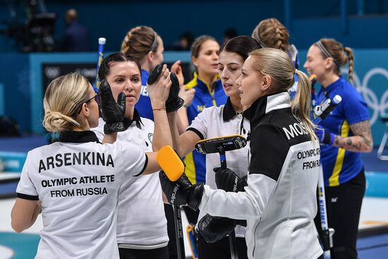 2018 Winter Olympics. Curling. Women. Sweden vs Russia