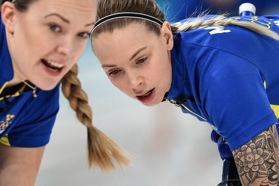 2018 Winter Olympics. Curling. Women. Sweden vs Russia