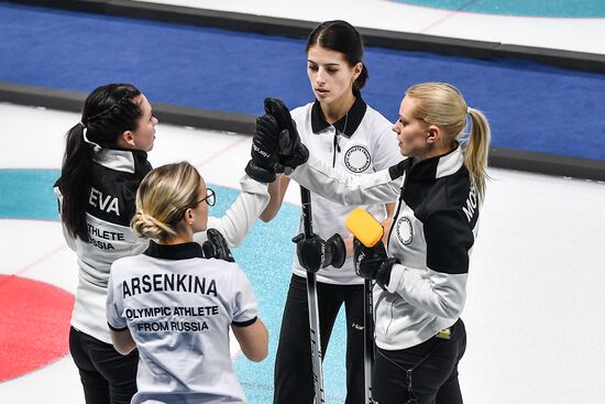 2018 Winter Olympics. Curling. Women. Sweden vs Russia