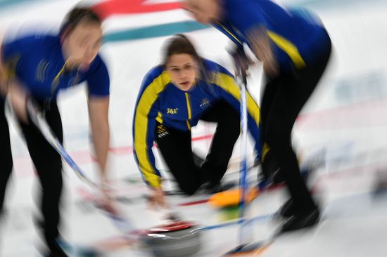 2018 Winter Olympics. Curling. Women. Sweden vs Russia