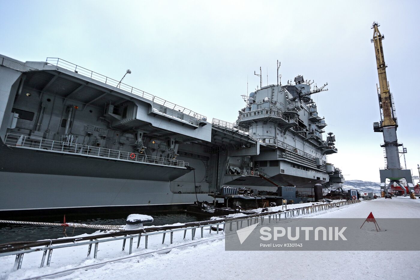 Russian aircraft carrier Admiral Kuznetsov of Northern Fleet