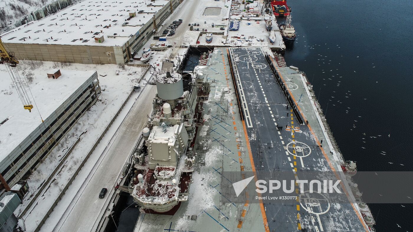 Russian aircraft carrier Admiral Kuznetsov of Northern Fleet