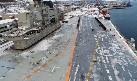 Russian aircraft carrier Admiral Kuznetsov of Northern Fleet