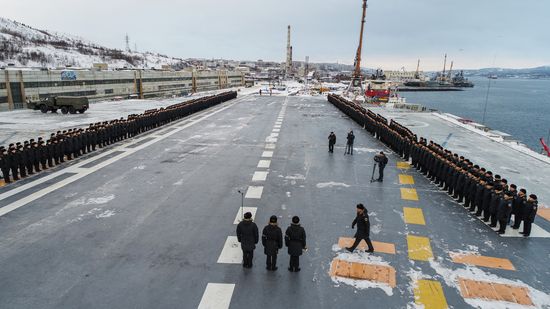 Russian aircraft carrier Admiral Kuznetsov of Northern Fleet
