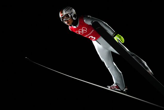 2018 Winter Olympics. Ski jumping. Men's large hill. Official training
