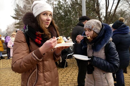 Celebration of Maslenitsa in Donetsk