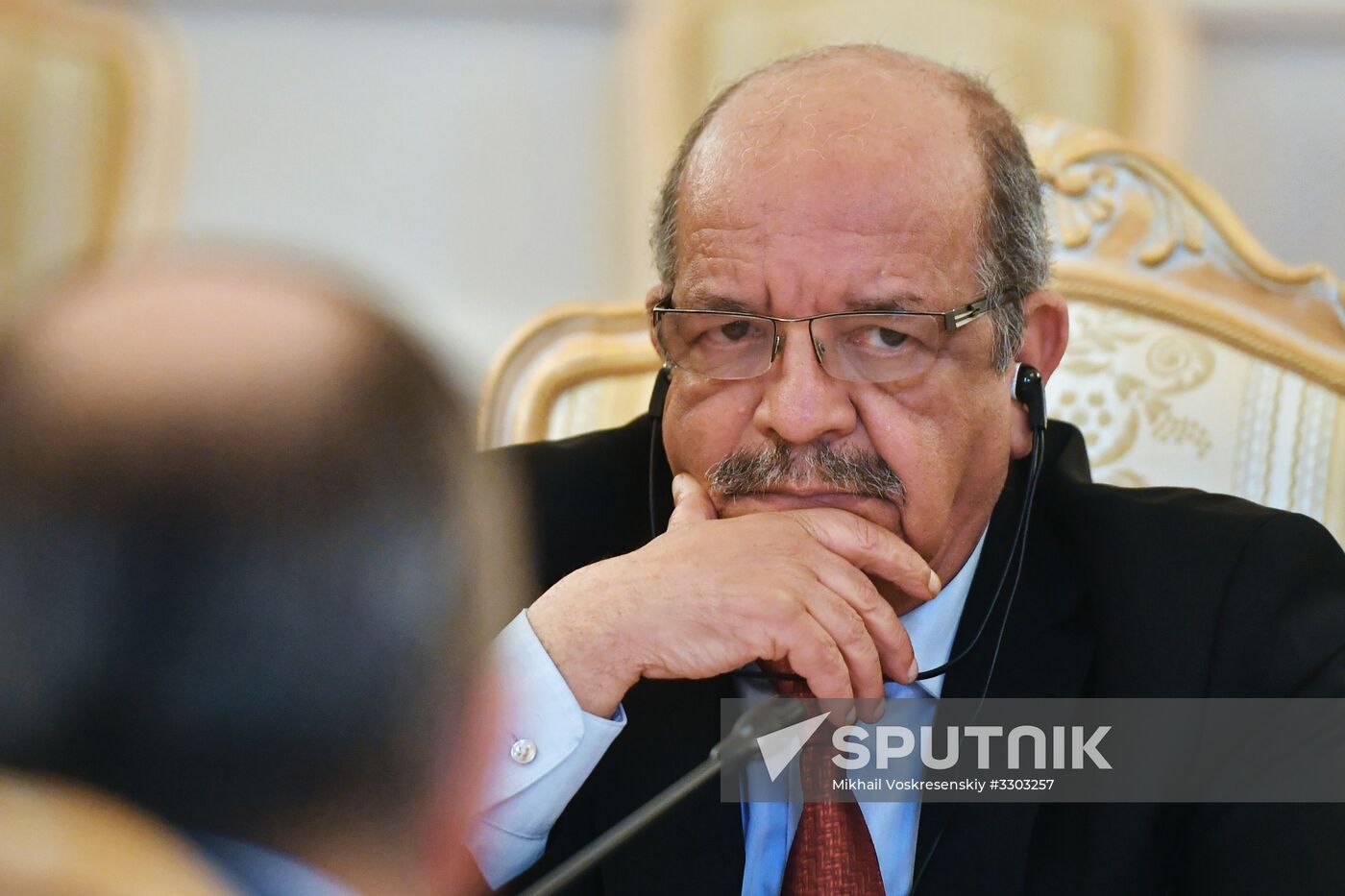 Russian Foreign Minister Sergei Lavrov meets with his Algerian counterpart Abdelkader Messahel