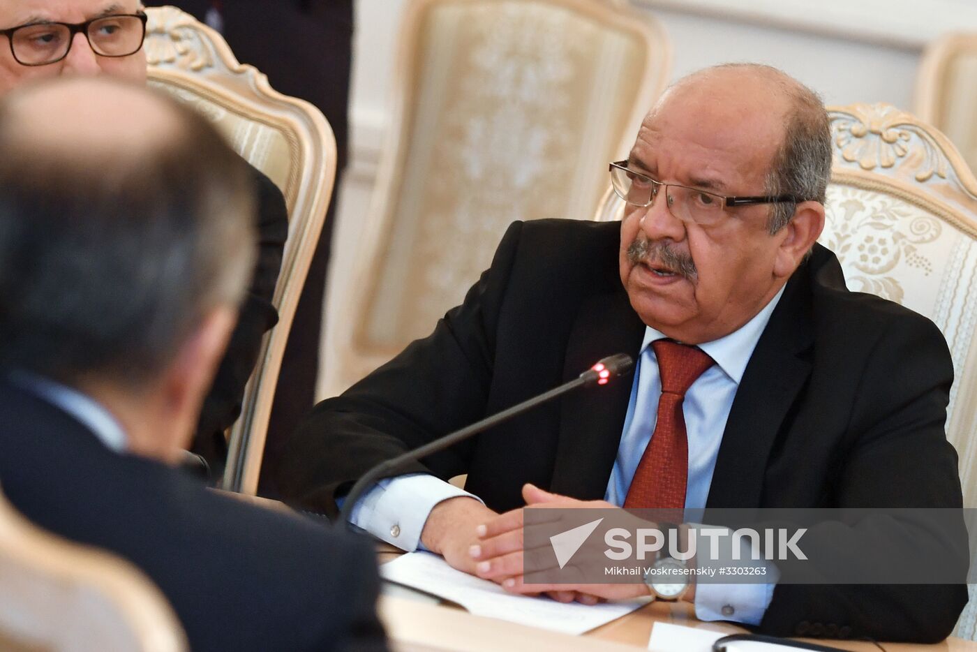 Russian Foreign Minister Sergei Lavrov meets with his Algerian counterpart Abdelkader Messahel