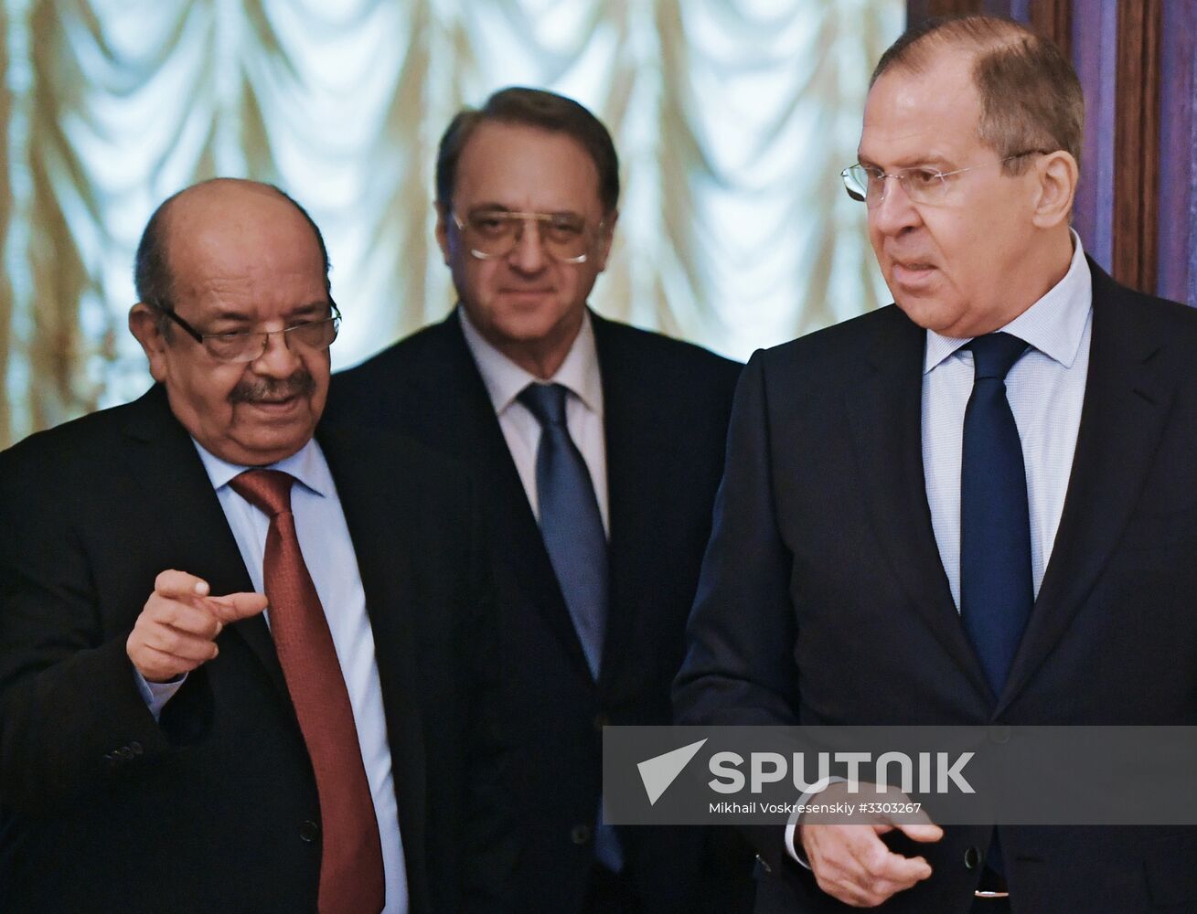 Russian Foreign Minister Sergei Lavrov meets with his Algerian counterpart Abdelkader Messahel