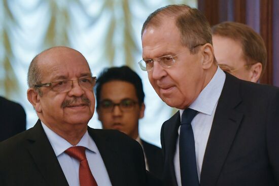 Russian Foreign Minister Sergei Lavrov meets with his Algerian counterpart Abdelkader Messahel