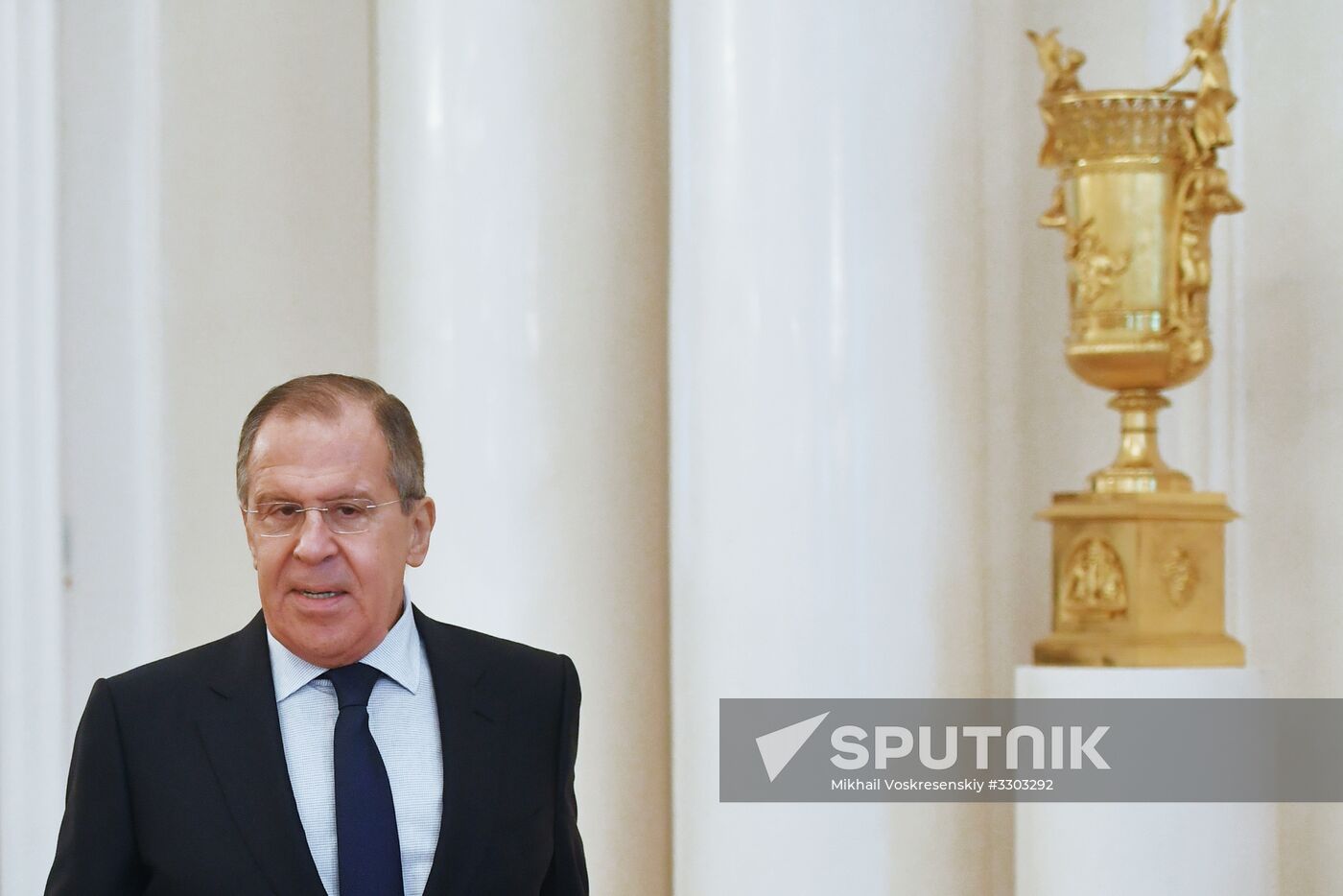 Russian Foreign Minister Sergei Lavrov meets with his Algerian counterpart Abdelkader Messahel