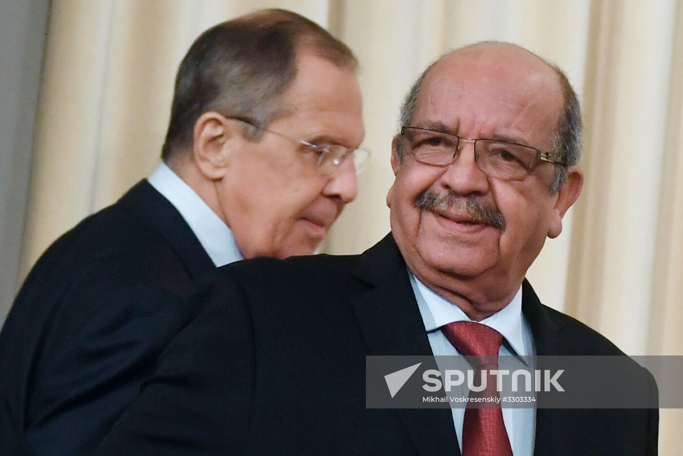 Russian Foreign Minister Sergei Lavrov meets with his Algerian counterpart Abdelkader Messahel