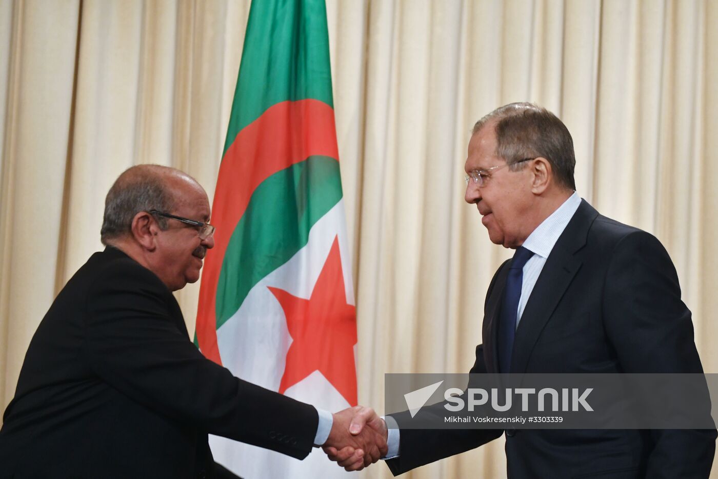 Russian Foreign Minister Sergei Lavrov meets with his Algerian counterpart Abdelkader Messahel