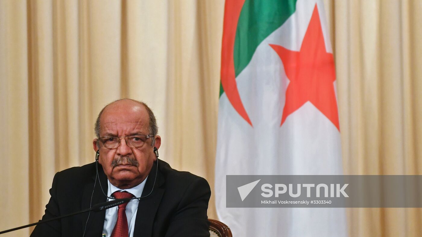 Russian Foreign Minister Sergei Lavrov meets with his Algerian counterpart Abdelkader Messahel