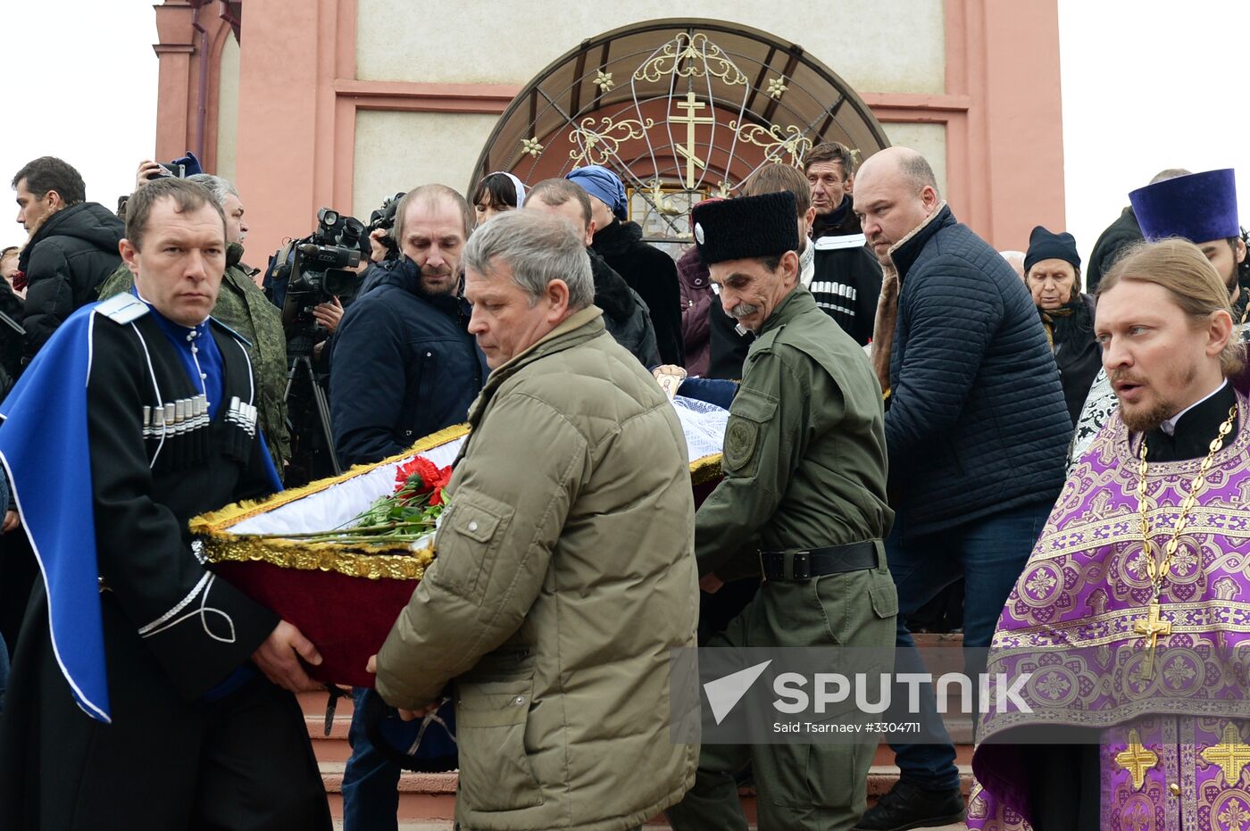 Funeral for those killed in shooting near St. George's Church in Kizlyar