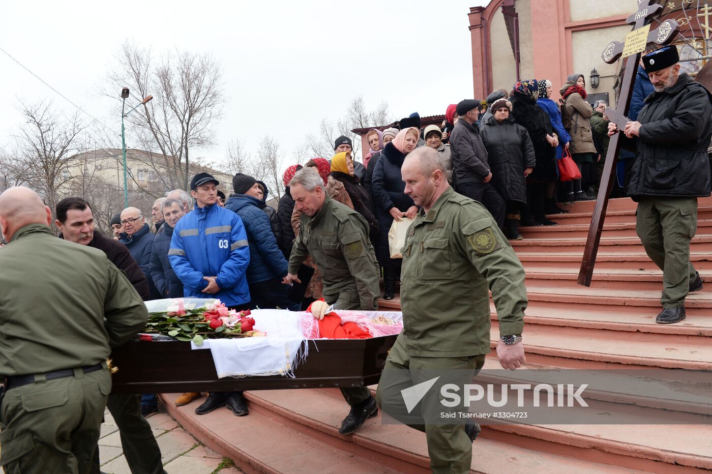 Funeral for those killed in shooting near St. George's Church in Kizlyar