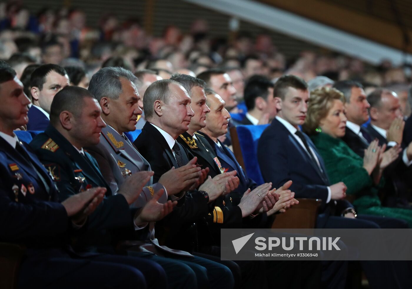 President Vladimir Putin attends gala night devoted to Defender of Fatherland Day