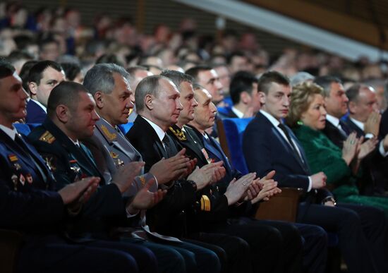 President Vladimir Putin attends gala night devoted to Defender of Fatherland Day