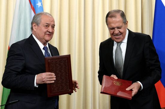 Russia's Foreign Minister Sergey Lavrov meets with Uzbekistan's Foreign Minister Abdulaziz Kamilov