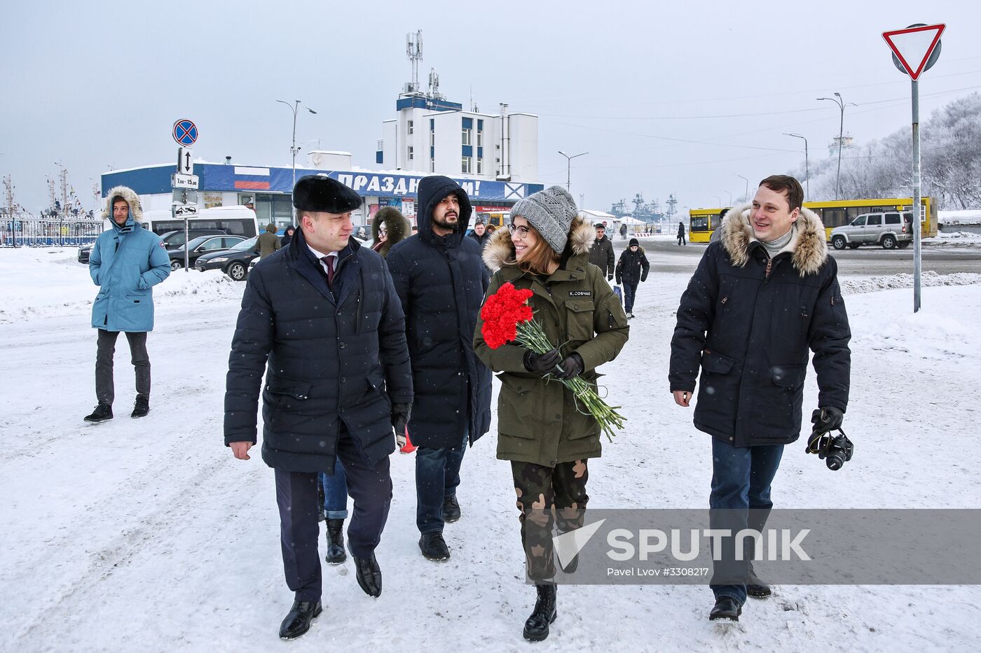 Presidential candidate Ksenia Sobchak speaks in Murmansk Region