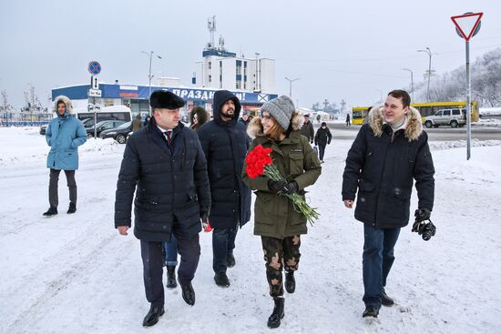 Presidential candidate Ksenia Sobchak speaks in Murmansk Region
