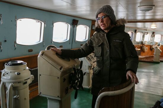 Presidential candidate Ksenia Sobchak speaks in Murmansk Region