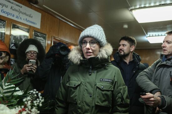 Presidential candidate Ksenia Sobchak speaks in Murmansk Region