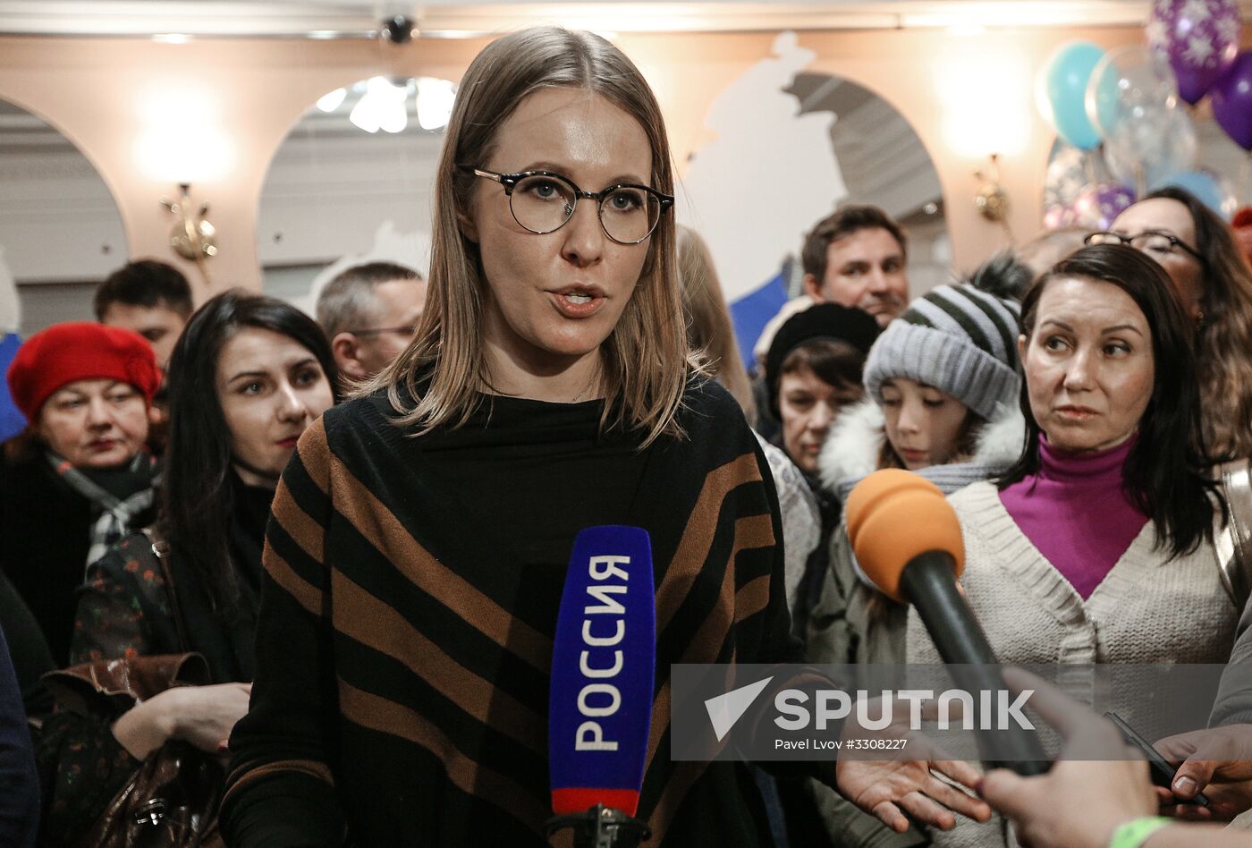 Presidential candidate Ksenia Sobchak speaks in Murmansk Region