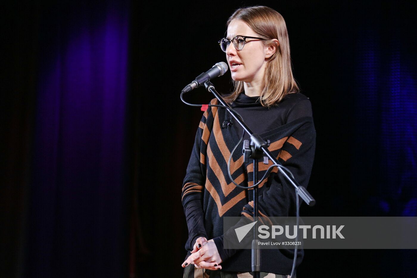 Presidential candidate Ksenia Sobchak speaks in Murmansk Region