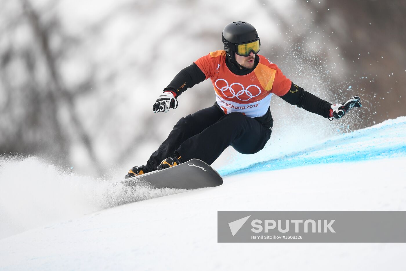 2018 Winter Olympics. Snowboarding. Men. Parallel giant slalom