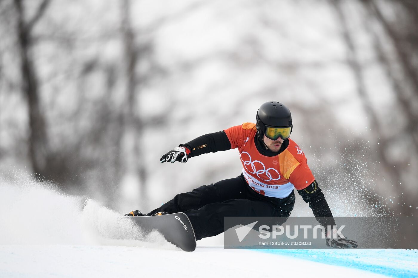 2018 Winter Olympics. Snowboarding. Men. Parallel giant slalom