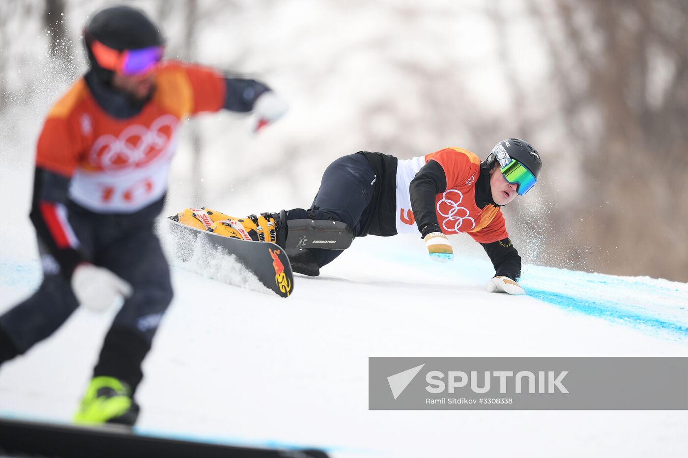 2018 Winter Olympics. Snowboarding. Men. Parallel giant slalom