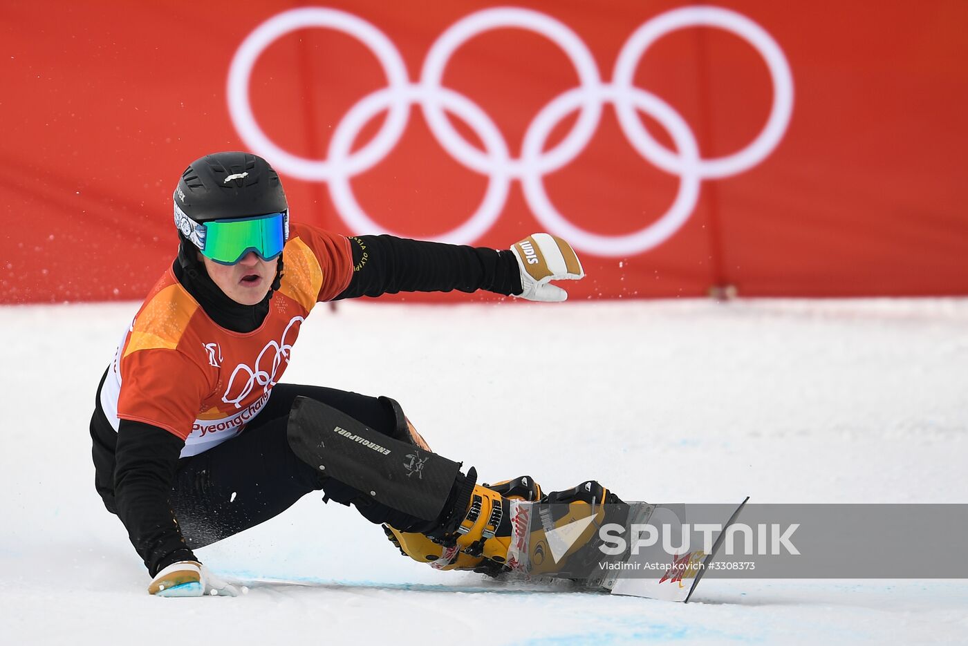 2018 Winter Olympics. Snowboarding. Men. Parallel giant slalom