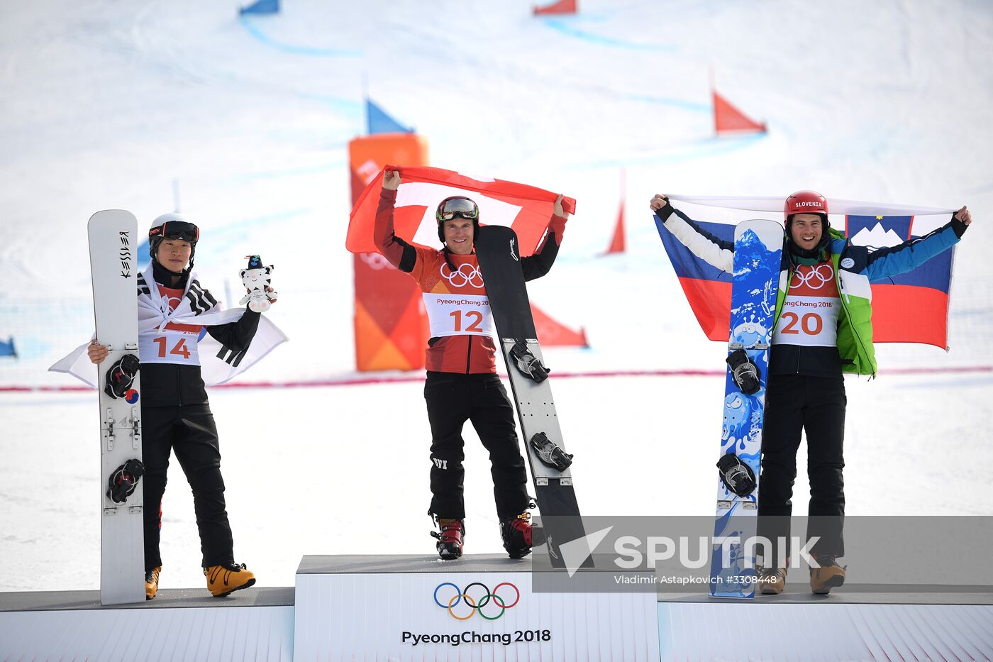 2018 Winter Olympics. Snowboarding. Men. Parallel giant slalom