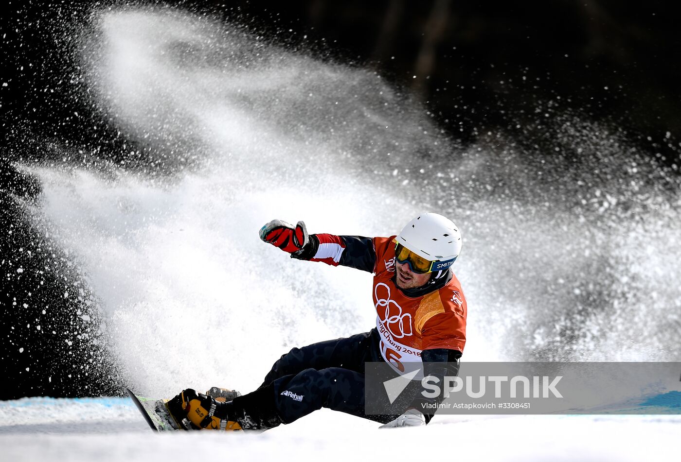 2018 Winter Olympics. Snowboarding. Men. Parallel giant slalom