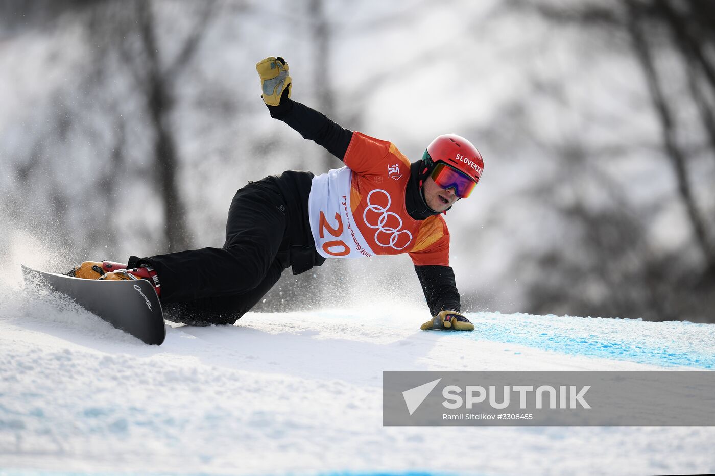 2018 Winter Olympics. Snowboarding. Men. Parallel giant slalom
