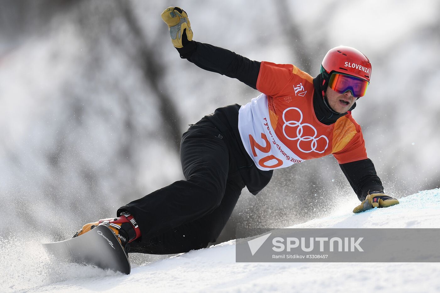 2018 Winter Olympics. Snowboarding. Men. Parallel giant slalom