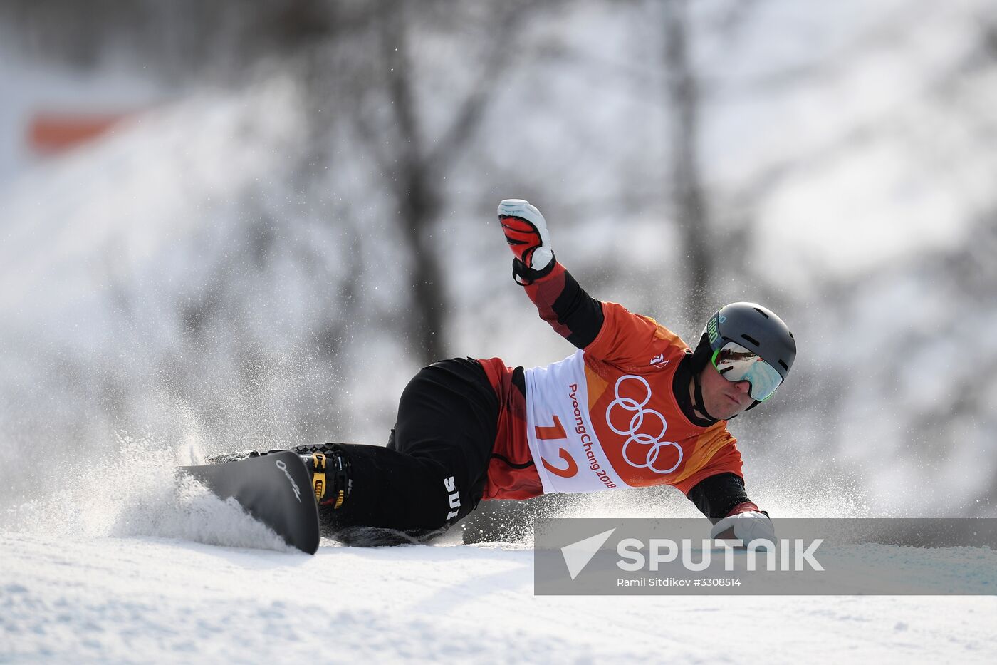 2018 Winter Olympics. Snowboarding. Men. Parallel giant slalom