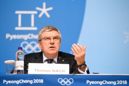 IOC President Thomas Bach holds news conference