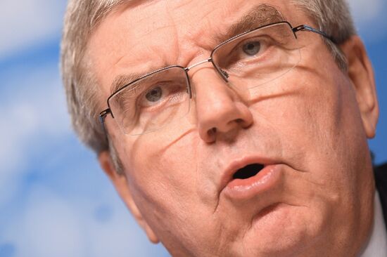 IOC President Thomas Bach holds news conference