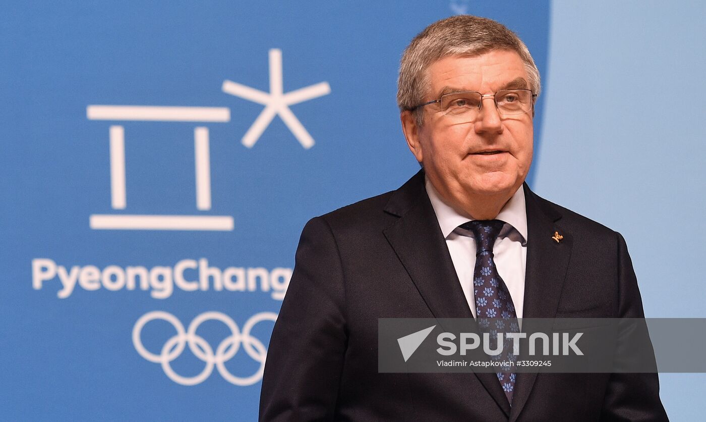 IOC President Thomas Bach holds news conference