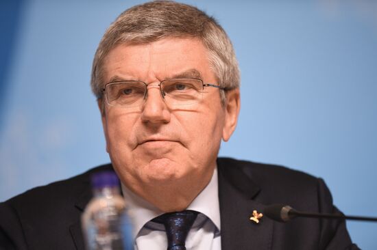 IOC President Thomas Bach holds news conference