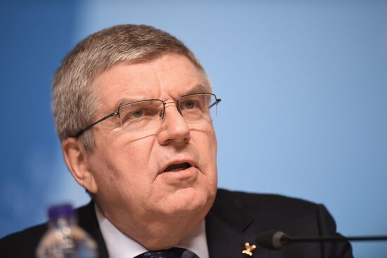 IOC President Thomas Bach holds news conference