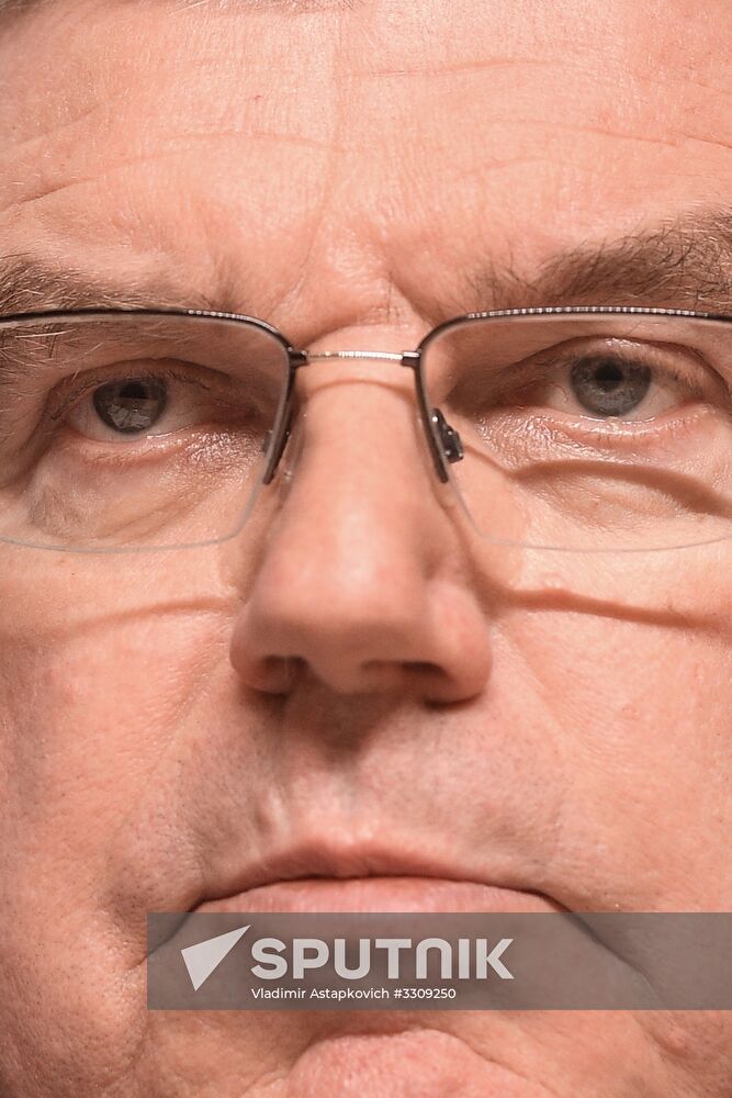 IOC President Thomas Bach holds news conference