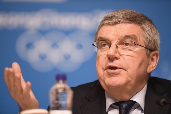 IOC President Thomas Bach holds news conference