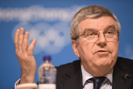 IOC President Thomas Bach holds news conference